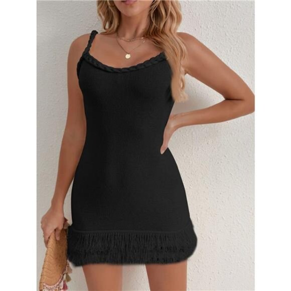 Fringe Hem Knit Cami Dress - Picture 7 of 16